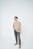 Gracht Nakışlı Oversize Camel Sweat