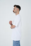 Gracht Nakışlı Oversize Beyaz T-Shirt