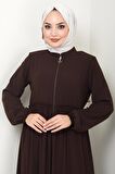 Büzgü Detaylı Ferace Kahverengi HM2034