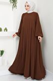 Eva Ayrobin Tesettür Elbise Kahverengi HM2454