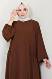 Eva Ayrobin Tesettür Elbise Kahverengi HM2454