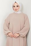Eva Ayrobin Tesettür Elbise Bej HM2454