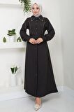 Boncuklu Sofia Elbise Siyah HM2476