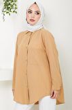 Tek Cepli Oversize Gömlek Camel HM2482