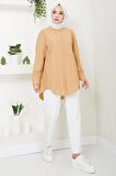 Tek Cepli Oversize Gömlek Camel HM2482