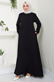 Nihan Kolları Taşlı Ferace Siyah HM2485