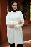 Balon Kol Triko Tunik Krem HM2519