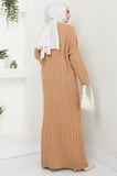 Örgü Desen Triko Elbise Camel HM2526