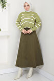 Süet Mevlana Etek Haki HM2606