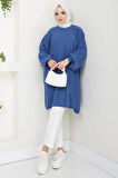 Balon Kol Triko Tunik İndigo HM2519