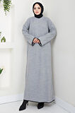 İspanyol Kol Triko Elbise Gri HM2523