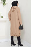 Fermuarlı Kapüşonlu Kap Camel HM2636
