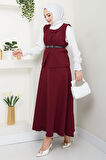 Yelekli Etekli İkili Takım Bordo HM2690