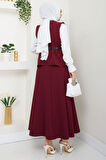 Yelekli Etekli İkili Takım Bordo HM2690