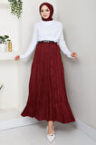 Kraşlı Etek Bordo HM2706