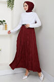 Kraşlı Etek Bordo HM2706