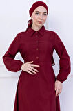 Kuşaklı Mevlana Elbise Bordo HM2105