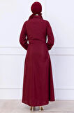 Kuşaklı Mevlana Elbise Bordo HM2105