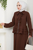 Fırfırlı Etekli Takım Kahverengi HM2722