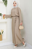 Bağcık Detaylı Etekli Takım Bej HM2724