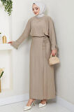 Bağcık Detaylı Etekli Takım Bej HM2724