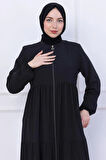 Kat Kat Büzgülü Ferace Siyah HM2735