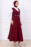 Kemerli Düğmeli Jile Bordo HM2741
