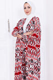 Seva Desenli Viskon Kimono Takım Kırmızı HM2762