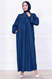 Robalı Kot Elbise HM2771 Koyu Mavi