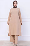 Uzun Tunikli Ayrobin Takım Bej HM2770