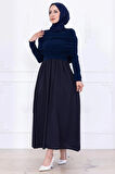 Drapeli Elbise Lacivert HM2780