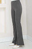 Beli Lastikli İspanyol Paça Kumaş Pantolon Füme HM2781