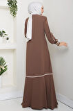 Çizgi Detaylı Ferace Kahverengi HM2035