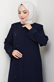 Gizli Patlı Taşlı Ferace Lacivert HM2851