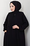 Pelerin Detaylı Ferace Siyah HM2867