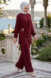 Yandan Tokalı Pantolonlu Modal Takım Bordo HM2900