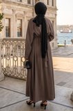 Beli Lastikli Yandan Tokalı Pensli Modal Elbise Vizon HM2909