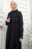 Şal Yaka Salaş Triko Hırka Siyah HM2248