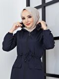 Kadın Kısa Yağmurluk Bondik Mont Lacivert