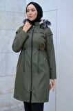 Yıldızlı İçi Kürklü Mont Haki HM2288