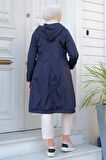 Sabit Kapüşonlu İçi Peluş Mont Lacivert HM2277