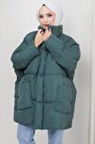 Oversize Torba Cep Şişme Mont Yeşil HM2317