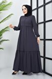 Büzgü Detaylı Antrasit Ferace 