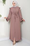 Kolu ve Omzu İncili Ferace Pembe HM2425