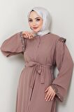 Kolu ve Omzu İncili Ferace Pembe HM2425