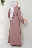 Kolu ve Omzu İncili Ferace Pembe HM2425