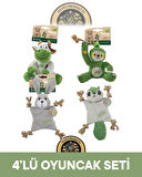 M-Pets Terra Eco Ella Puppy (İnek)-Po Puppy (Tembel Hayvan)-Lulu Puppy (Tavşan)-Pip Puppy (Sincap) Köpek Oyuncağı 4'lü Set