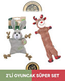 M-Pets Terra Eco Lulu Puppy (Tavşan)-Christmas Prancer (Geyik) Köpek Oyuncağı 2'li Set