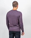 Erkek V Yaka Kazak Sık Örme Desenli Mürdümmelanj Slim Fit Kazak NCS JEANS 3002