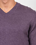 Erkek V Yaka Kazak Sık Örme Desenli Mürdümmelanj Slim Fit Kazak NCS JEANS 3002